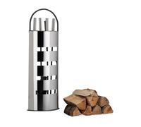 Relaxdays Ensemble serviteur de cheminée 5 pièces support pelle balai pince crochet acier inox moderne, gris argent