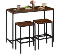 relaxdays Ensemble table de bar avec 2 tabourets Industrial