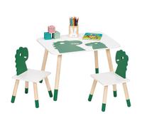 Relaxdays Ensemble Table et chaises Enfant Motif Dinosaure, Blanc/Vert