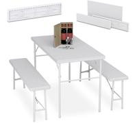 Relaxdays Ensemble table de jardin et 2 bancs