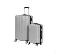 Relaxdays ensemble valises 2 pièces, 2 tailles, coque rigide, 4 roulettes, poignée télescopique, serrure code, argent