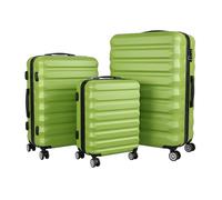 Relaxdays Ensemble valises rigides 3 Tailles, roulettes, poignée télescopique, Serrure à Code, Vert Clair 75x48x29 cm