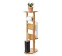 Relaxdays Ensemble WC 80x30x18 cm - Brosse WC, Naturel | porte-papier sur pied, support rouleaux, tablette