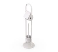 Ensemble WC Relaxdays, INOX, H x P : 79 x 22 cm, Porte-Papier Toilette sur Pied, Brosse WC avec Support, Blanc