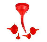 relaxdays Entonnoir Voiture, 5 Tailles, Universel, avec Tuyau et Tamis, pour l'auto et la Maison, Rouge