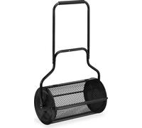 Relaxdays Épandeur de pelouse, Tambour en Maille, 65 l, épandeur d'engrais avec poignée HBD : 117 x 74 x 36 cm, épandeur à Main, Noir