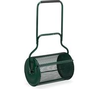 Relaxdays épandeur pelouse, Tambour en Maille, 75 l, épandeur d'engrais avec poignée HBD : 118 x 68 x 40 cm, épandeur à Main, Vert