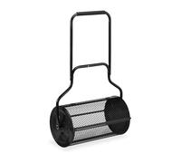 Relaxdays Épandeur de pelouse, Tambour en Maille, 65 l, épandeur d'engrais avec poignée HBD : 117 x 74 x 36 cm, épandeur à Main, Noir