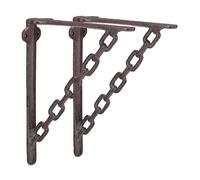 Relaxdays Équerre d’étagère en fonte set de 2 motif de chaîne style antique support mural pour étagère brun rouillé