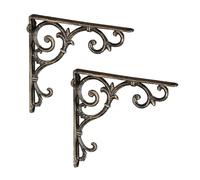 Relaxdays Équerre étagère Murale, Lot de 6, Ancien, Support en Fonte de Fer, Ornements baroques, Aspect Bronze