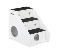 Relaxdays Escalier à 3 marches, Chiens & Chats, HxLxP: 52,5x42x60cm, Accessoire Animal, accès lit & canapé, Blanc - Noir