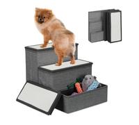 Relaxdays Escalier à 3 marches, pour votre chien ou votre chat, pliable, H x L x P : 39 x 40 x 49 cm, gris et blanc