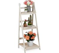 relaxdays Escalier blanc pour fleurs en bois