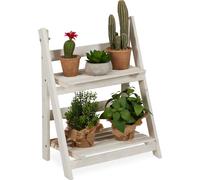 relaxdays Escalier blanc pour fleurs en bois