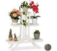 relaxdays Escalier en bois pour fleurs avec 3 marches