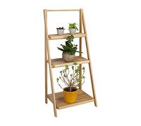 Relaxdays Escalier étagère pour fleurs en bambou 3 étages pliant rangement bois plantes pliable nature HxlxP: 99 x 45 x 32 cm, nature