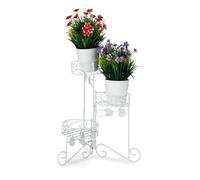 Relaxdays 10026243 Escalier métal 3 niveaux support pot de fleurs Étagère pour plantes rond décoration H: 40 cm, blanc, fer, 40 x 42 x 30 cm