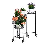 Relaxdays Escalier métal 5 Niveaux, Support Pot de Fleurs, Étagère pour Plantes Rond décoration 65x125x23cm, Noir