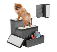 Relaxdays Escalier à 3 marches, pour Votre Chien ou Votre Chat, Pliable, H x L x P : 39 x 40 x 49 cm, Gris et Blanc