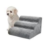Relaxdays Escalier pour Chien 3 marches, antidérapant, Housse en Tissu, 35x56x35 cm, Gris Clair