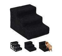 Relaxdays Escalier pour chien 3 marches, petits & grands chiens, lit & canapé, tissu, 30x35x45 cm, noir