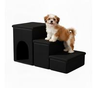 Relaxdays Escalier pour Chien, 3 marches, Pliable, Niche, Rangement, 43×75×33 cm, Noir