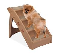 Relaxdays Escalier pour chiens 4 marches,chiots et chats, lit, sofa, auto,échelle jusqu’à 100 kg, 49x39x61cm,beige