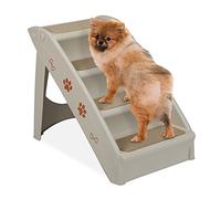 Relaxdays Escalier pour Chiens 4 marches,Chiots et Chats, lit, Sofa, Auto,échelle Jusqu’à 100 kg, 49x39x61cm,Gris
