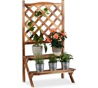 Relaxdays Etagère à fleurs Treillis bois escalier plantes échelle étagère plantes Grille 2 marches, brûlé