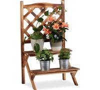 relaxdays Escalier pour fleurs avec treillis brûlé