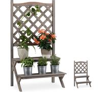 Relaxdays Etagère à fleurs Treillis bois escalier plantes échelle étagère plantes Grille HxlxP: 109x61x40 cm, gris