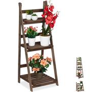relaxdays Escalier pour fleurs en bois brun foncé