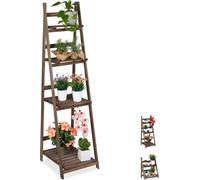 relaxdays Escalier pour fleurs en bois brun foncé