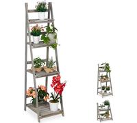 relaxdays Escalier pour fleurs en bois gris