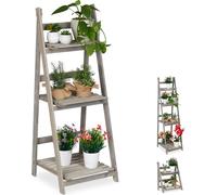 relaxdays Escalier pour fleurs en bois gris