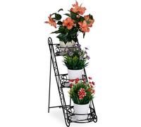 relaxdays Escalier pour fleurs en métal noir