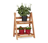 Relaxdays 10020745 Escalier pour plantes bois échelle plante support intérieur HxlxP: 51 x 41 x 25 cm 2 niveaux - marron