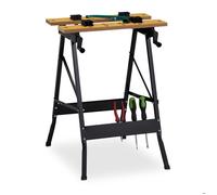 Relaxdays Établi pliable avec des étaux 75 5 x 56 x 62 cm dessin de rapporteur supporte jusqu'à 100 kg nature noire