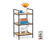 Relaxdays étages, Bambou & métal, Ouverte, Salon, Cuisine, HxLxP: env. 71 x 39 x 32,5 cm, Brun-Noir, Bambou, Fer, 3 étagères, 1 élément