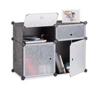 Relaxdays Étagère 4 cubes rangement DIY armoire compartiments plastique chaussures modulable 56 x 75 x 37 cm, noir, 37 x 74,5 x 56 cm