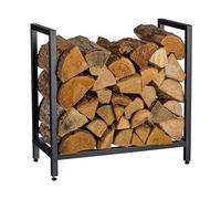 Relaxdays étagère à Bois de Chauffage, métal, Noir | H x L x P : 62,5 x 65 x 30,5 cm, rangement bois, bois empilé