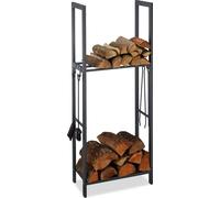 Relaxdays 10026017_946 Étagère à Bois de cheminée, Anthracite, 150 x 60 x 30 cm