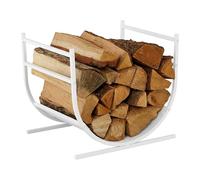 Relaxdays Étagère à Bois de cheminée en Forme de U, métal, H x l x P : 40 x 46 x 38 cm, étagère à Bois de Chauffage pour Bois de Chauffage, Bois empilable, Bois de Chauffage, Blanc