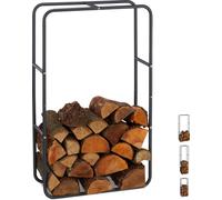 Relaxdays 10026018_948 Étagère à Bois, Acier, Anthracite, 100 x 60 x 25 cm