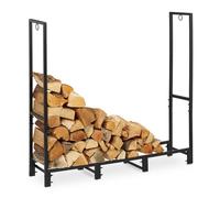 Relaxdays Rangement XL Bois de cheminée, Support Acier, bûches de 26,5 cm, extérieur, HxLxP: env. 116x121x30,5 cm, Noir