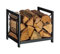 Relaxdays, Porte-bûches en métal, Design Moderne, Dimensions : 36 x 43 x 35,5 cm, Rangement Bois, Couleur Noire.