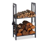 Relaxdays Etagère à bûches 2 niveaux
