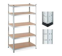 Etagere charge lourde rayonnage métallique meuble de stockage 5 niveaux argenté