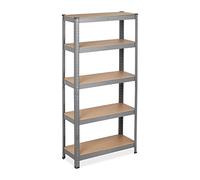 Relaxdays Étagère à charge lourde, 5 niveaux, HLP 150 x 75 x 30 cm, supporte jusqu’à 875 kg, métal, cave, garage, gris