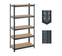 Relaxdays Étagère à charge lourde, 5 niveaux, HLP 180x90x45 cm, supporte jusqu’à 875 kg, cave, garage, métal, anthracite